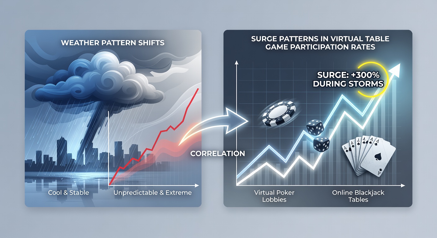 Graphs showing weather data overlaid with virtual table game participation spikes during storm events