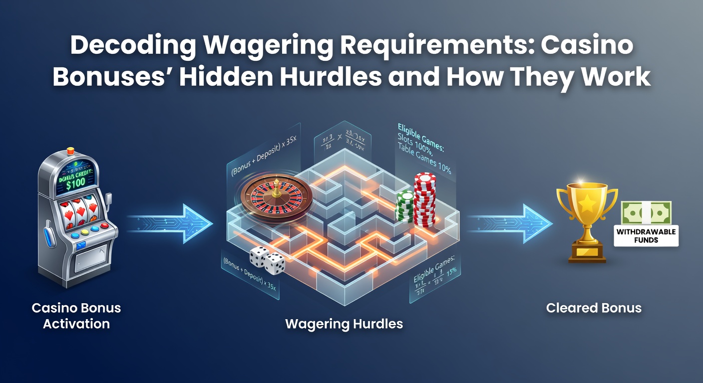 Illustration of a casino bonus locked behind a complex mathematical barrier representing wagering requirements