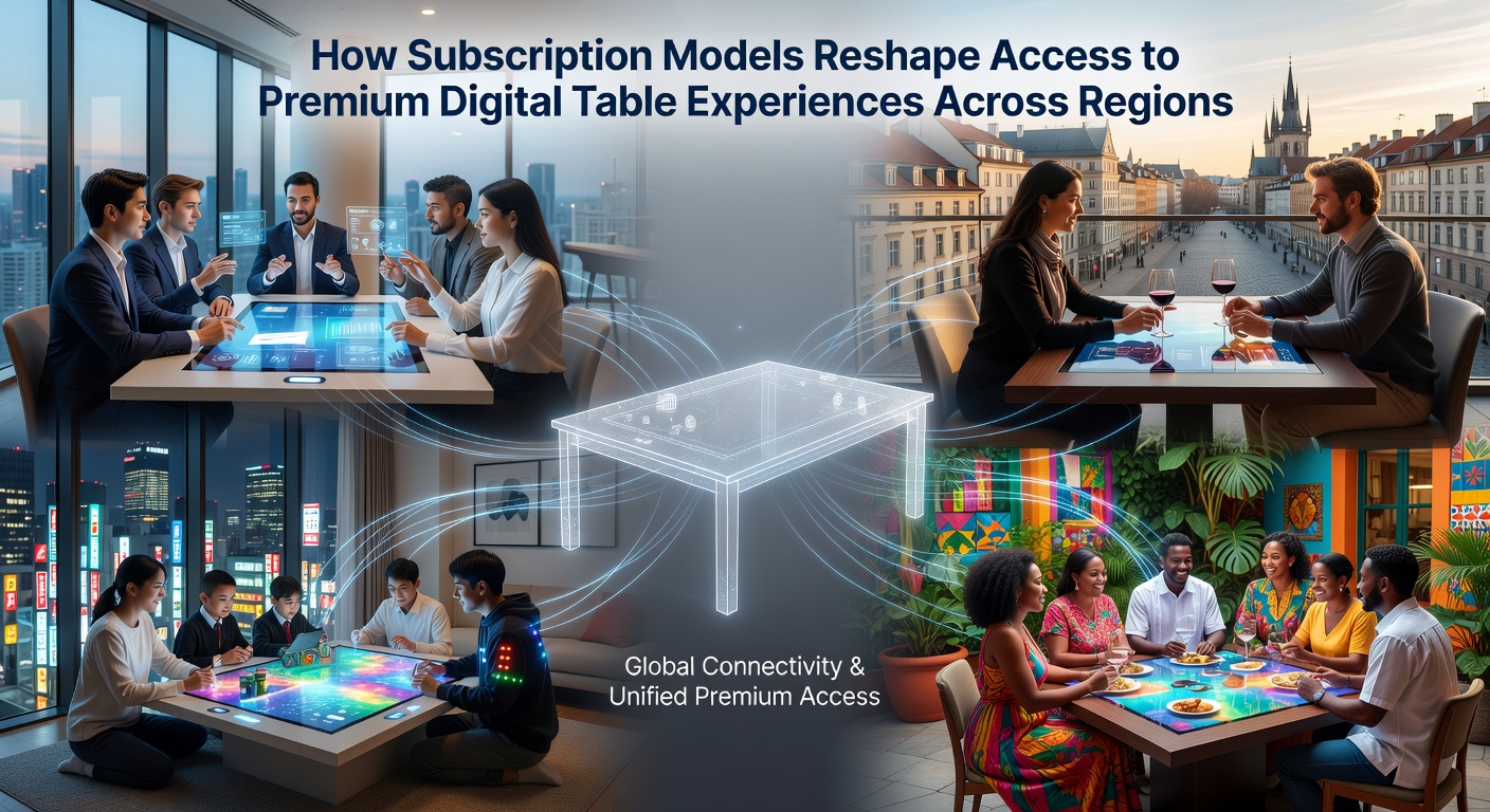 Digital table gaming interface showing subscription-based premium features across multiple regions