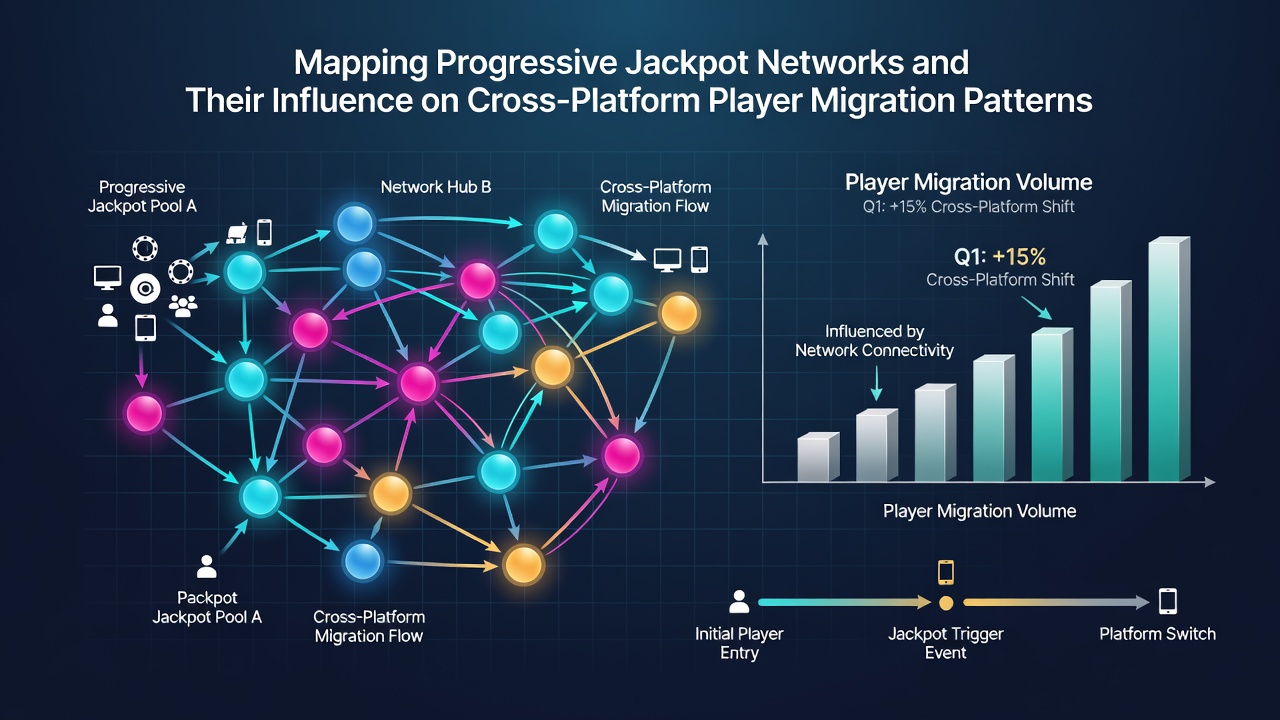 Heatmap visualization of player movement between progressive jackpot platforms over a six-month period