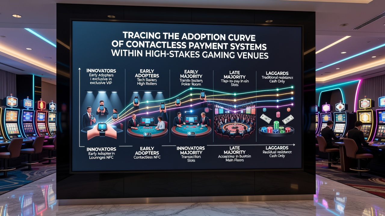 Contactless payment interface at a high-limit baccarat table in a casino setting